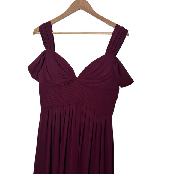 LuLus Make Me Move Sweetheart Neckline Chiffon Burgundy Maxi Dress Size Large - Picture 8 of 10